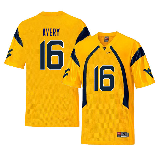 Men #16 Toyous Avery West Virginia Mountaineers Retro College Football Jerseys Sale-Yellow